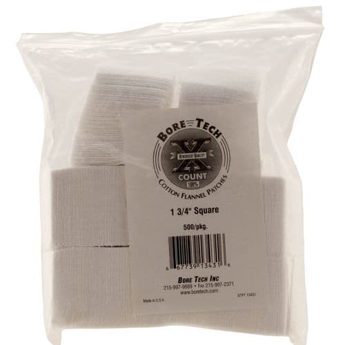 Bore Tech BTPT134S50 X-Count Square Patches Cotton 500 Per Pack 1.75" Bore Tech BTPT134S50 X-Count Square Patches Cotton 500 Per Pack 1.75"