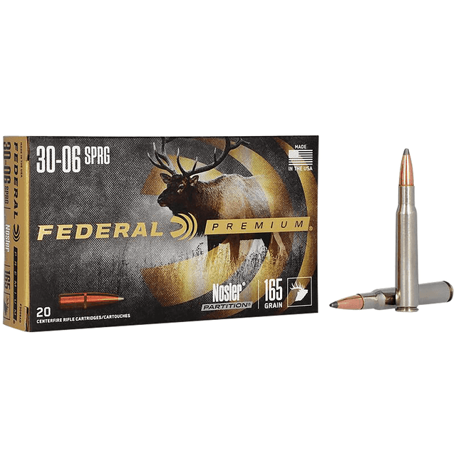Federal P3006AD Premium 30-06 Springfield 165 gr Nosler Partition (NP) Hunting Ammo Federal P3006AD Premium 30-06 Springfield 165 gr Nosler Partition (NP) Hunting Ammo