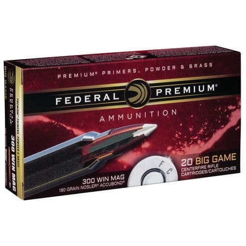 Federal P300WA1 Premium 300 Win Mag 180 gr Nosler Accubond (AB) 20 Bx/ 10 Cs Federal P300WA1 Premium 300 Win Mag 180 gr Nosler Accubond (AB) 20 Bx/ 10 Cs