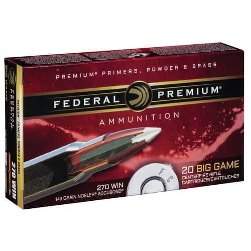 Federal P270A1 Premium 270 Win 140 gr Nosler Accubond (AB) 20 Bx/ 10 Cs Federal P270A1 Premium 270 Win 140 gr Nosler Accubond (AB) 20 Bx/ 10 Cs