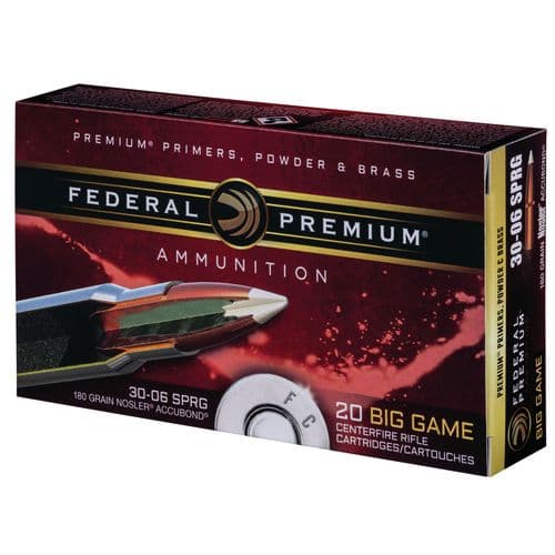Federal P3006A1 Premium 30-06 Springfield 180 gr Nosler Accubond (AB) 20 Bx/ 10 Cs Federal P3006A1 Premium 30-06 Springfield 180 gr Nosler Accubond (AB) 20 Bx/ 10 Cs