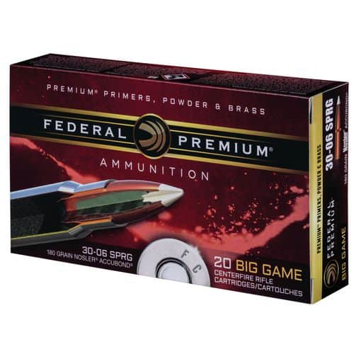 Federal P3006A1 Premium 30-06 Springfield 180 gr Nosler Accubond (AB) 20 Bx/ 10 Cs Federal P3006A1 Premium 30-06 Springfield 180 gr Nosler Accubond (AB) 20 Bx/ 10 Cs