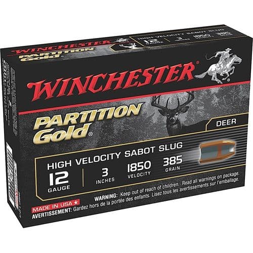 Winchester Ammo SSP123 Partition Gold 12 Gauge 3" 385 GR HV Sabot Slug Shot 5 Bx/ 20 Cs Winchester Ammo SSP123 Partition Gold 12 Gauge 3" 385 GR HV Sabot Slug Shot 5 Bx/ 20 Cs