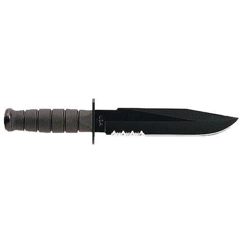 Ka-Bar 1271 Fighter  8" Fixed Clip Point Part Serrated Black 1095 Cro-Van Blade Black Kraton G Handle Ka-Bar 1271 Fighter  8" Fixed Clip Point Part Serrated Black 1095 Cro-Van Blade Black Kraton G Handle