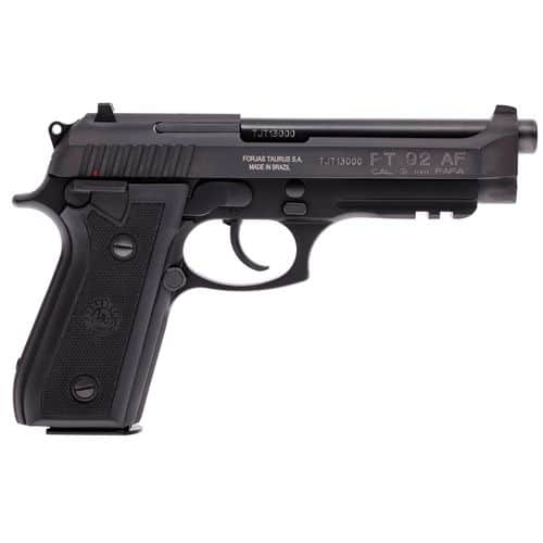 Taurus 1-920151-17 92 9mm Luger 5" 17+1 (2) Black Anodized Aluminum Frame with Picatinny Rail Matte Black Steel Slide Black Rubber Grip Taurus 1-920151-17 92 9mm Luger 5" 17+1 (2) Black Anodized Aluminum Frame with Picatinny Rail Matte Black Steel Slide Black Rubber Grip