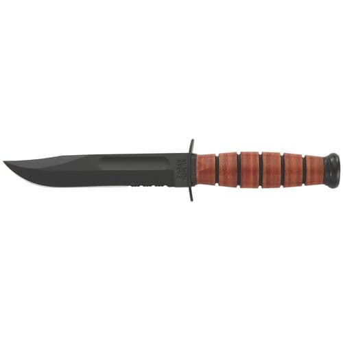 Ka-Bar 1252 USMC  5.25" Fixed Clip Point Part Serrated 1095 Cro-Van Blade Leather Handle Ka-Bar 1252 USMC  5.25" Fixed Clip Point Part Serrated 1095 Cro-Van Blade Leather Handle