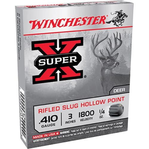 Winchester Ammo Super X 410 Gauge 3" 1/4 oz Rifled Slug Shot - X413RS5 Winchester Ammo Super X 410 Gauge 3" 1/4 oz Rifled Slug Shot - X413RS5