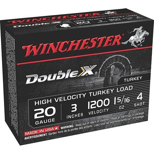 Winchester Ammo STH2034 Double X High Velocity 20 Gauge 3" 1 5/16 oz 4 Shot 10 Bx/ 10 Cs Winchester Ammo STH2034 Double X High Velocity 20 Gauge 3" 1 5/16 oz 4 Shot 10 Bx/ 10 Cs