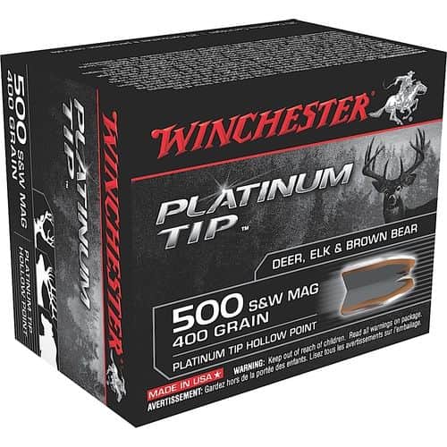Winchester Ammo S500PTHP Platinum Tip 500 S&W 400 gr Platinum Tip Hollow Point (PTHP) 20 Bx/ 10 Cs Winchester Ammo S500PTHP Platinum Tip 500 S&W 400 gr Platinum Tip Hollow Point (PTHP) 20 Bx/ 10 Cs