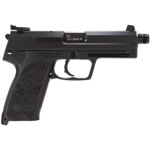 HK 81000350 USP Tactical V1 SA/DA 45 ACP 5.09" TB 12+1 (2) Black Polymer Frame Black Steel Slide Black Polymer Grip Manual, Decocker HK 81000350 USP Tactical V1 SA/DA 45 ACP 5.09" TB 12+1 (2) Black Polymer Frame Black Steel Slide Black Polymer Grip Manual, Decocker