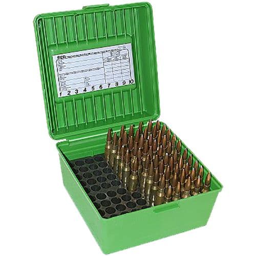 MTM Case-Gard R-100-MAG-10 Deluxe R-100 Multi-Caliber Rifle Green Polypropylene 100rd MTM Case-Gard R-100-MAG-10 Deluxe R-100 Multi-Caliber Rifle Green Polypropylene 100rd