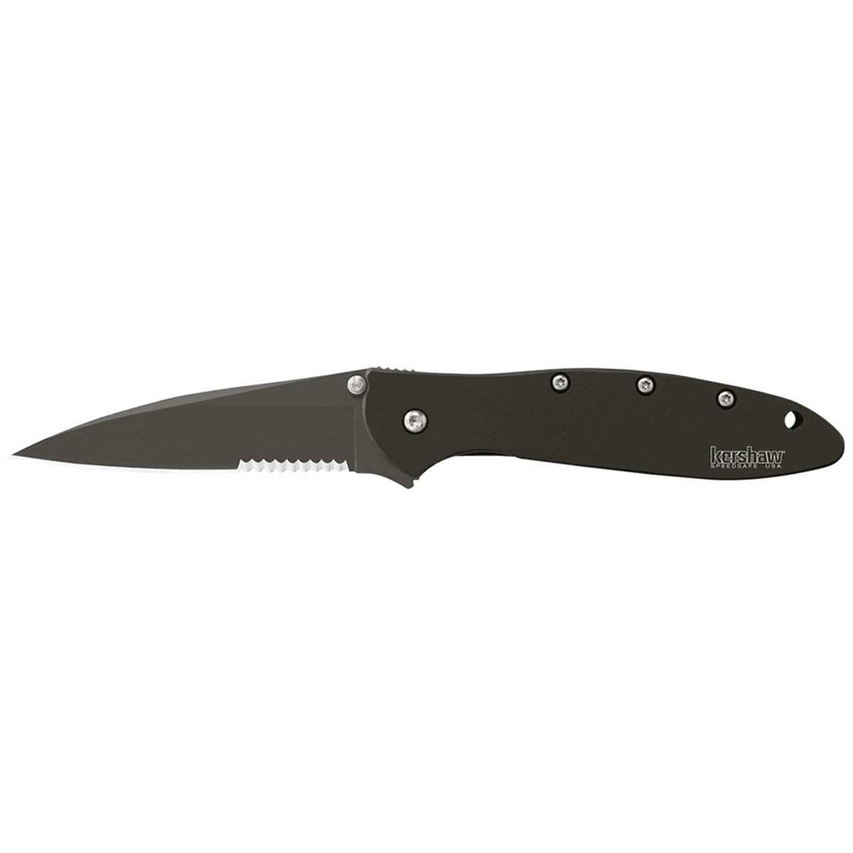 Kershaw 1660CKTST Leek 3" Drop Point Part Serrated DLC Black 14C28N Sandvik Stainless Steel DLC Black 410 Stainless Handle Folding Kershaw 1660CKTST Leek 3" Drop Point Part Serrated DLC Black 14C28N Sandvik Stainless Steel DLC Black 410 Stainless Handle Folding