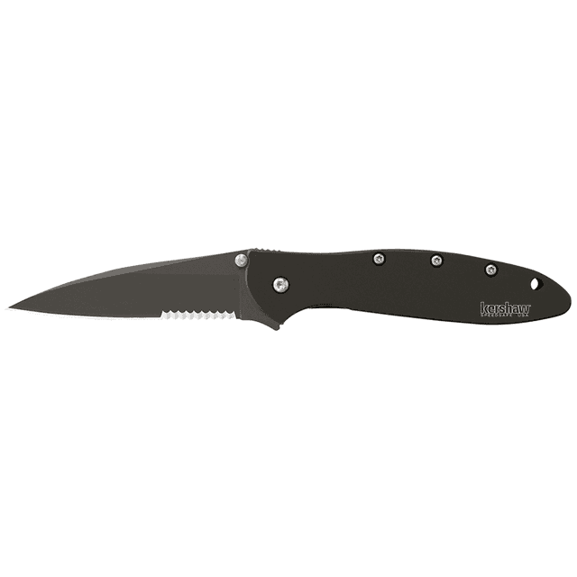 Kershaw 1660CKTST Leek 3" Drop Point Part Serrated DLC Black 14C28N Sandvik Stainless Steel DLC Black 410 Stainless Handle Folding Kershaw 1660CKTST Leek 3" Drop Point Part Serrated DLC Black 14C28N Sandvik Stainless Steel DLC Black 410 Stainless Handle Folding