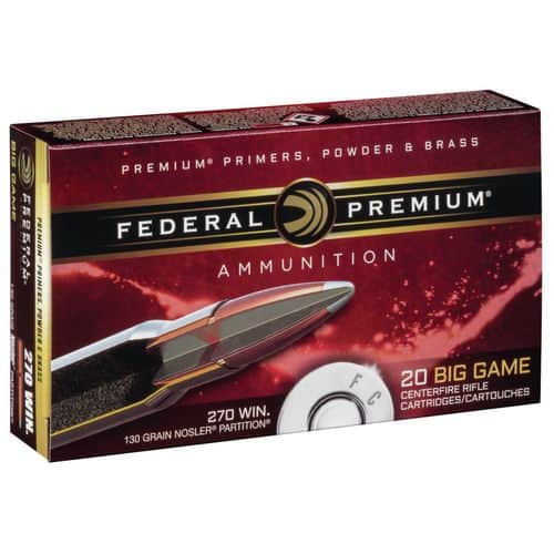 Federal P270P Premium 270 Win 130 gr Nosler Partition (NP) 20 Bx/ 10 Cs Federal P270P Premium 270 Win 130 gr Nosler Partition (NP) 20 Bx/ 10 Cs