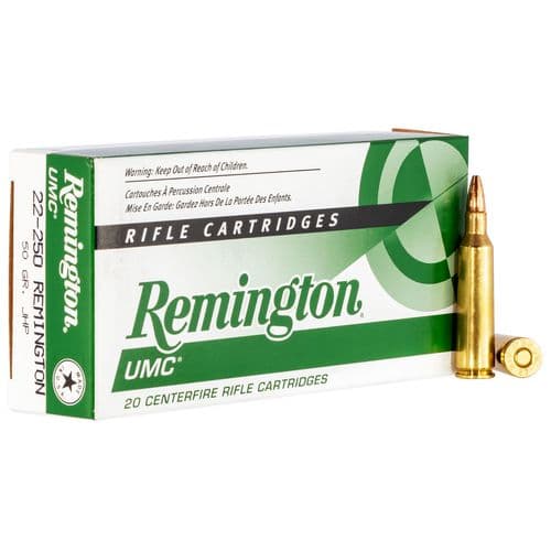 Remington Ammunition 23813 UMC 22-250 Rem 50 gr Jacketed Hollow Point (JHP) 20 Bx Remington Ammunition 23813 UMC 22-250 Rem 50 gr Jacketed Hollow Point (JHP) 20 Bx