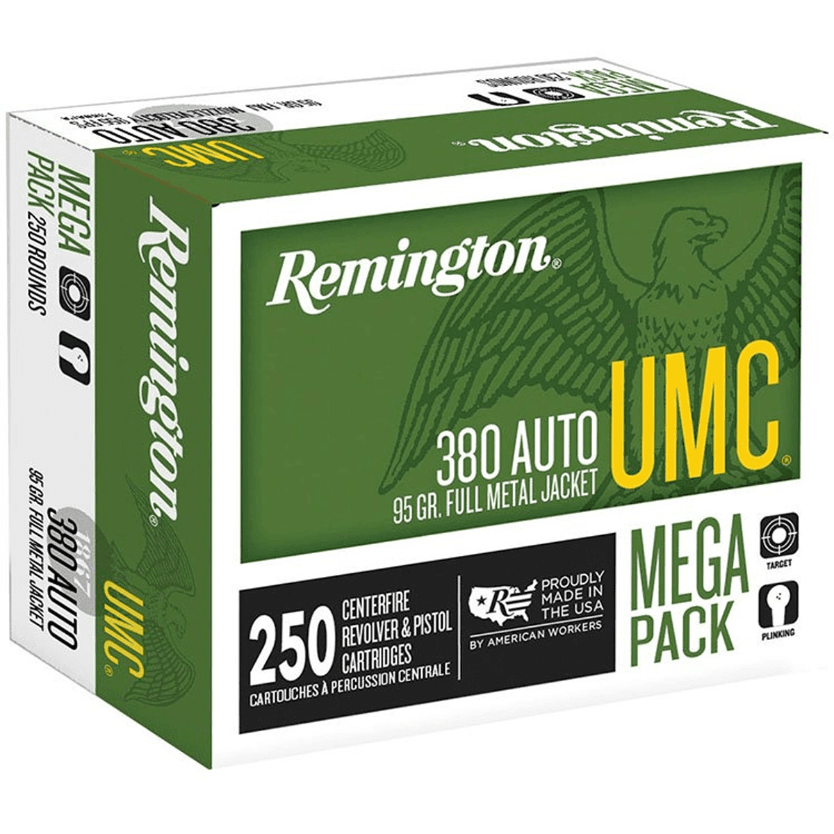 Remington Ammunition 23721 UMC Mega Pack 380 ACP 95 gr Full Metal Jacket 250 Per Bulk Box Ammo Remington Ammunition 23721 UMC Mega Pack 380 ACP 95 gr Full Metal Jacket 250 Per Bulk Box Ammo