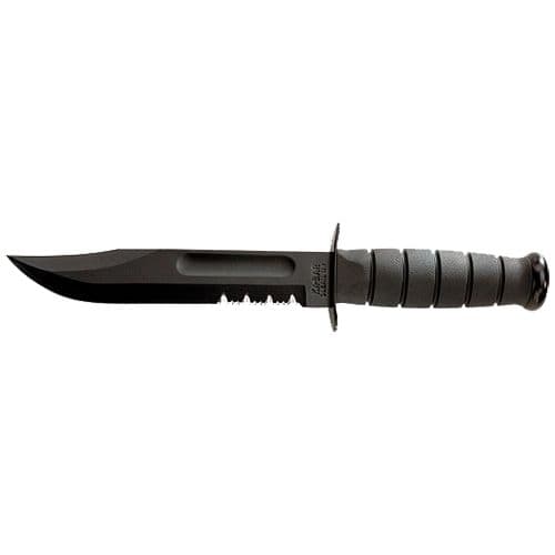 Ka-Bar 1212 Fighting/Utility  7" Fixed Clip Point Part Serrated Black 1095 Cro-Van Blade Black Kraton G Handle Ka-Bar 1212 Fighting/Utility  7" Fixed Clip Point Part Serrated Black 1095 Cro-Van Blade Black Kraton G Handle
