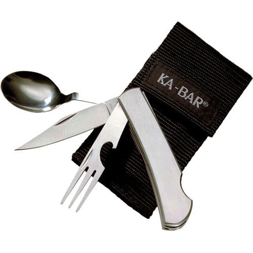 Ka-Bar 1301 Hobo 3-in-1 Utensil Kit Stainless Steel 3" Clip/Spoon/Fork 6.88" Long Ka-Bar 1301 Hobo 3-in-1 Utensil Kit Stainless Steel 3" Clip/Spoon/Fork 6.88" Long