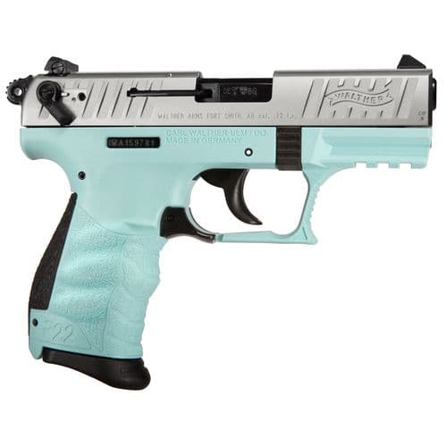 Walther Arms 5120362 P22 *CA Compliant 22 LR 3.42" 10+1 Angel Blue Black Tenifer Slide Angel Blue Polymer Grip Walther Arms 5120362 P22 *CA Compliant 22 LR 3.42" 10+1 Angel Blue Black Tenifer Slide Angel Blue Polymer Grip