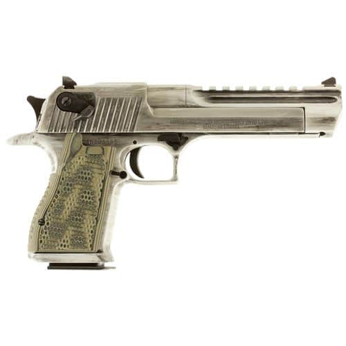Magnum Research DE44WMD Desert Eagle Mark XIX 44 Rem Mag 6" 8+1 White Matte Distressed Cerakote Carbon Steel Frame & Slide Distressed G10 Grip Magnum Research DE44WMD Desert Eagle Mark XIX 44 Rem Mag 6" 8+1 White Matte Distressed Cerakote Carbon Steel Frame & Slide Distressed G10 Grip