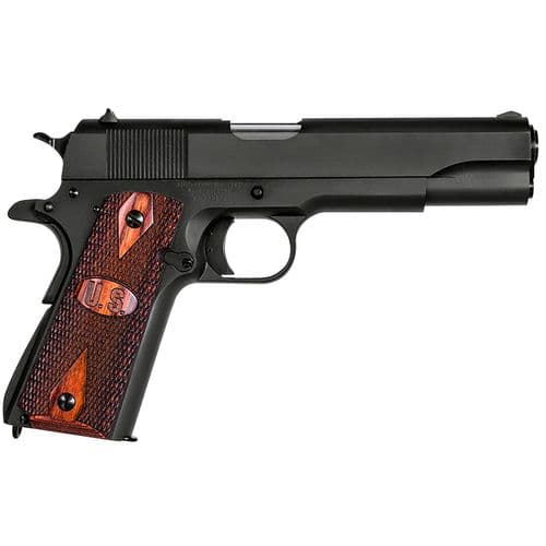 Auto-Ordnance 1911BKOW 1911-A1 GI Spec 45 ACP 5" 7+1 Matte Black Carbon Steel Frame & Slide Checkered Wood with Integrated US Logo Grip Auto-Ordnance 1911BKOW 1911-A1 GI Spec 45 ACP 5" 7+1 Matte Black Carbon Steel Frame & Slide Checkered Wood with Integrated US Logo Grip