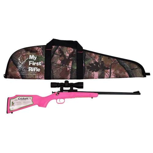 Crickett KSA2220BSC Crickett Package 22 LR 1rd 16.13" Blued Pink Synthetic Stock Right Hand (Youth) W/Scope and Case Crickett KSA2220BSC Crickett Package 22 LR 1rd 16.13" Blued Pink Synthetic Stock Right Hand (Youth) W/Scope and Case