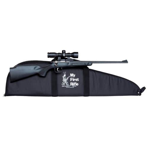 Crickett KSA2240BSC Crickett Package 22 LR 1rd 16.13" Blued Black Synthetic Stock Right Hand (Youth) W/Scope and Case Crickett KSA2240BSC Crickett Package 22 LR 1rd 16.13" Blued Black Synthetic Stock Right Hand (Youth) W/Scope and Case