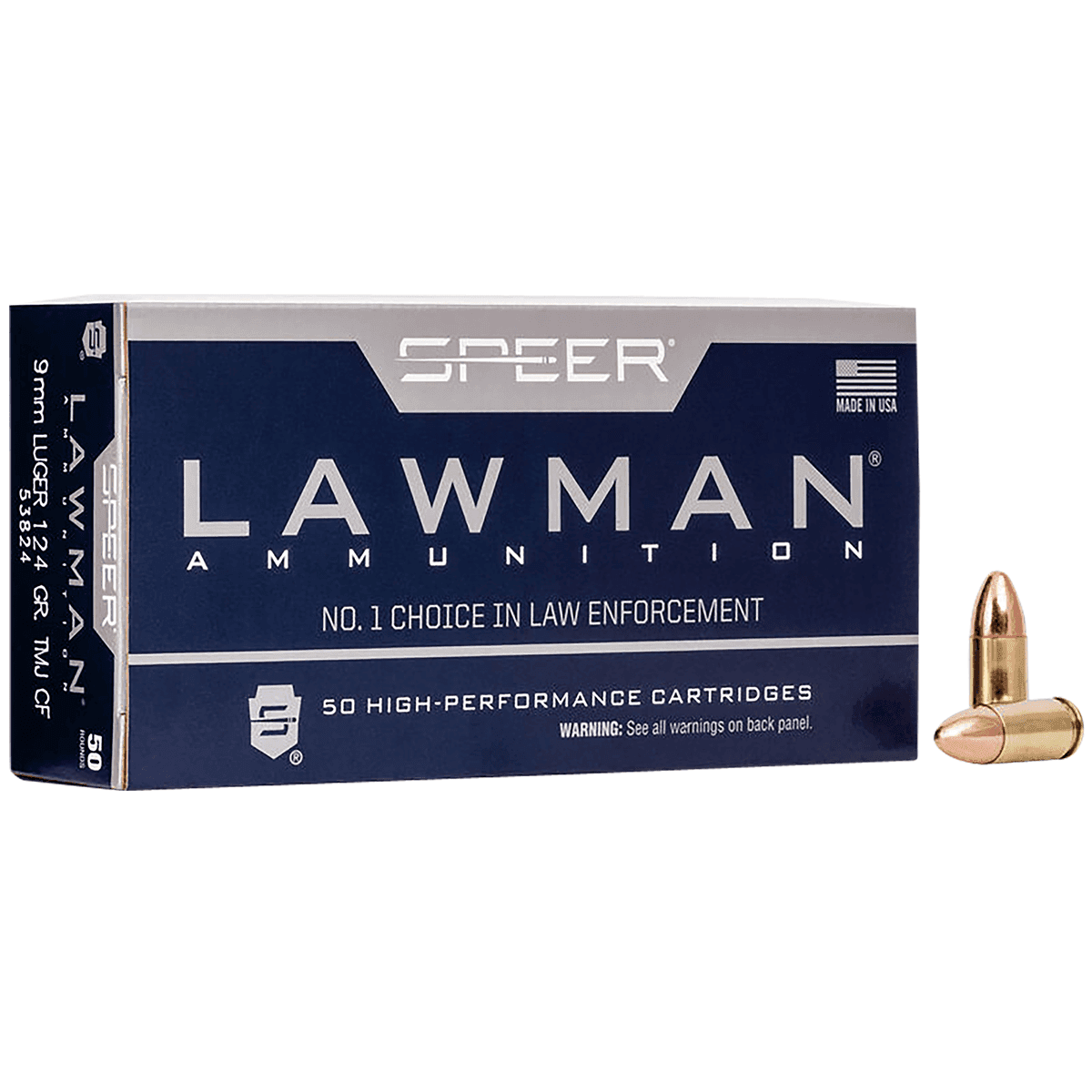 Speer Ammo 53824 Lawman Clean Fire 9mm Luger 124 gr Total Metal Jacket (TMJ) 50 Bx Ammo Speer Ammo 53824 Lawman Clean Fire 9mm Luger 124 gr Total Metal Jacket (TMJ) 50 Bx Ammo