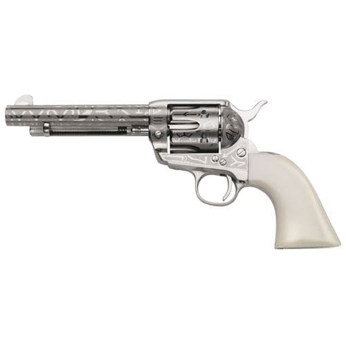 Taylors & Company OG1405 1873 Cattle Brand 357 Mag 6 Round 5.50" Nickel Engraved White PVC Grip Taylors & Company OG1405 1873 Cattle Brand 357 Mag 6 Round 5.50" Nickel Engraved White PVC Grip