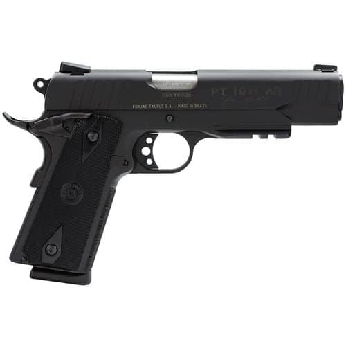 Taurus 1-191101-B1 1911 45 ACP 5" 8+1 (2) Matte Black Frame with Rail Matte Black Steel Slide Checkered Black Polymer Grip Taurus 1-191101-B1 1911 45 ACP 5" 8+1 (2) Matte Black Frame with Rail Matte Black Steel Slide Checkered Black Polymer Grip