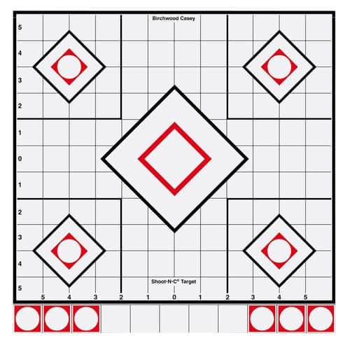Birchwood Casey 34219 Shoot-N-C Sight-In Self-Adhesive Adhesive Paper 5-Diamond White/Red 5 Pack Birchwood Casey 34219 Shoot-N-C Sight-In Self-Adhesive Adhesive Paper 5-Diamond White/Red 5 Pack