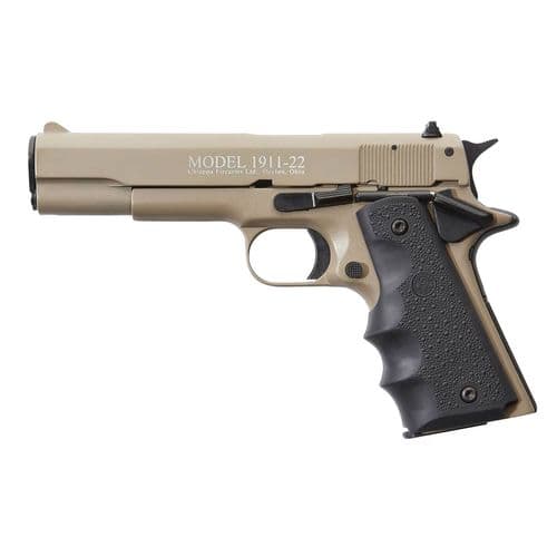 Chiappa Firearms 401120 1911-22 22 LR 5" 10+1 Tan Tan Steel Slide Black Hogue Rubber Grip Chiappa Firearms 401120 1911-22 22 LR 5" 10+1 Tan Tan Steel Slide Black Hogue Rubber Grip