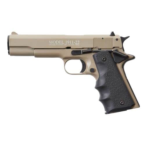 Chiappa Firearms 401120 1911-22 22 LR 5" 10+1 Tan Tan Steel Slide Black Hogue Rubber Grip Chiappa Firearms 401120 1911-22 22 LR 5" 10+1 Tan Tan Steel Slide Black Hogue Rubber Grip