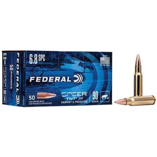 Federal AE6890VP American Eagle Varmint & Predator 6.8 SPC 90 gr Jacketed Hollow Point (JHP) 50 Bx/ 5 Cs Federal AE6890VP American Eagle Varmint & Predator 6.8 SPC 90 gr Jacketed Hollow Point (JHP) 50 Bx/ 5 Cs