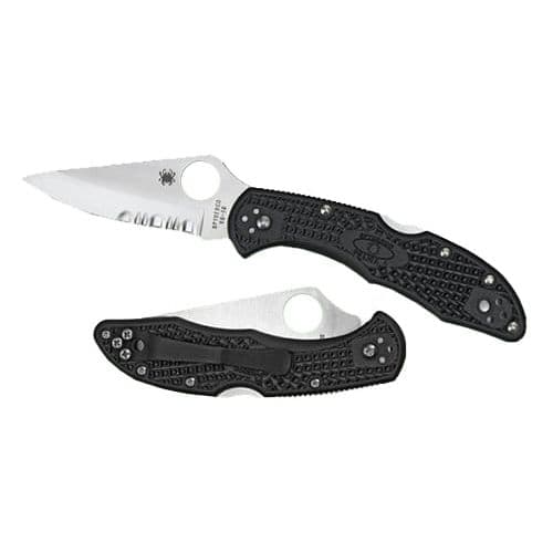Spyderco C11PSBK Delica 4 Lightweight 2.88" Folding Drop Point Part Serrated VG-10 Stainless Steel Blade/FRN Black Handle 2 Spyderco C11PSBK Delica 4 Lightweight 2.88" Folding Drop Point Part Serrated VG-10 Stainless Steel Blade/FRN Black Handle 2