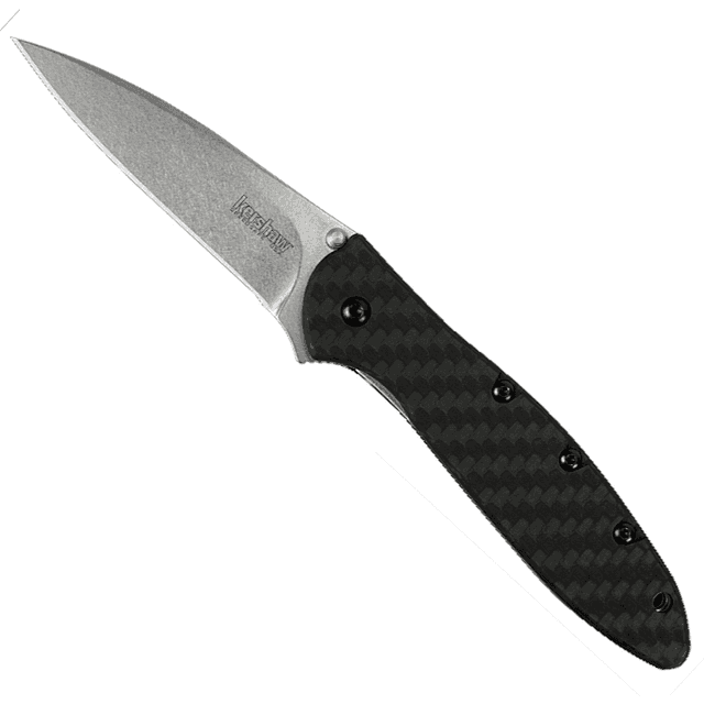 Kershaw 1660CF Leek 3" Folding Drop Point Plain Stonewash CPM 154 Blade Carbon Fiber Black Handle Kershaw 1660CF Leek 3" Folding Drop Point Plain Stonewash CPM 154 Blade Carbon Fiber Black Handle