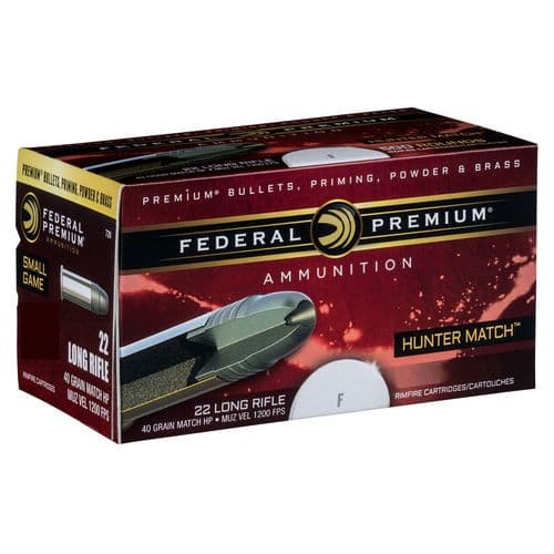 Federal 720 Premium Hunter Match 22 LR 40 gr Match Hollow Point (HP) 50 Bx/ 100 Cs Federal 720 Premium Hunter Match 22 LR 40 gr Match Hollow Point (HP) 50 Bx/ 100 Cs