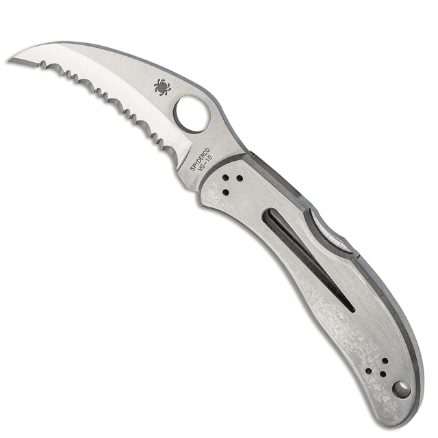 Spyderco C08S Harpy 2.75" Folding Hawkbill Serrated VG-10 Stainless Steel Blade/Stainless Steel Handle Spyderco C08S Harpy 2.75" Folding Hawkbill Serrated VG-10 Stainless Steel Blade/Stainless Steel Handle