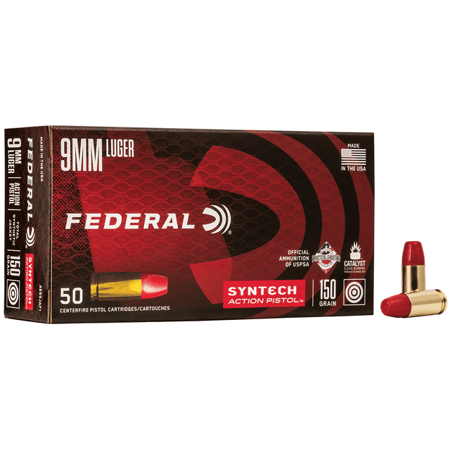 Federal AE9SJAP1 American Eagle 9mm Luger 150 gr Total Syntech Jacket Flat Nose (TSJFN) 50 Bx Ammo Federal AE9SJAP1 American Eagle 9mm Luger 150 gr Total Syntech Jacket Flat Nose (TSJFN) 50 Bx Ammo