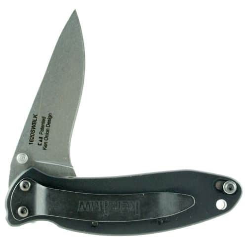 Kershaw 1620SWBLK Scallion 2.40" Folding Drop Point Plain Stonewash 420HC SS Blade Black Anodized Aluminum Handle Kershaw 1620SWBLK Scallion 2.40" Folding Drop Point Plain Stonewash 420HC SS Blade Black Anodized Aluminum Handle