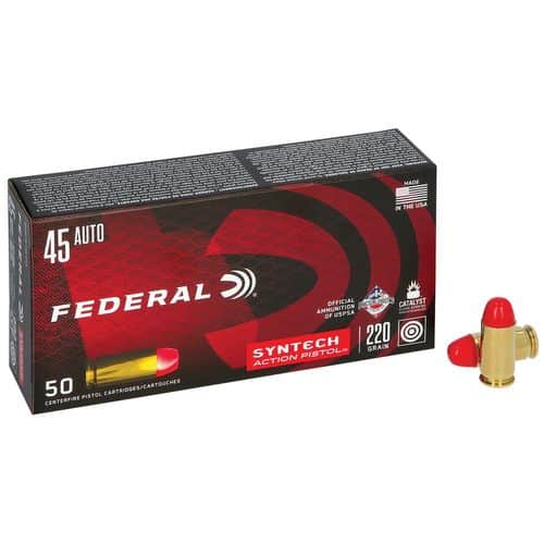 Federal AE45SJAP1 American Eagle 45 ACP 220 gr Total Syntech Jacket Flat Nose (TSJFN) 50 Bx/ 10 Cs Federal AE45SJAP1 American Eagle 45 ACP 220 gr Total Syntech Jacket Flat Nose (TSJFN) 50 Bx/ 10 Cs