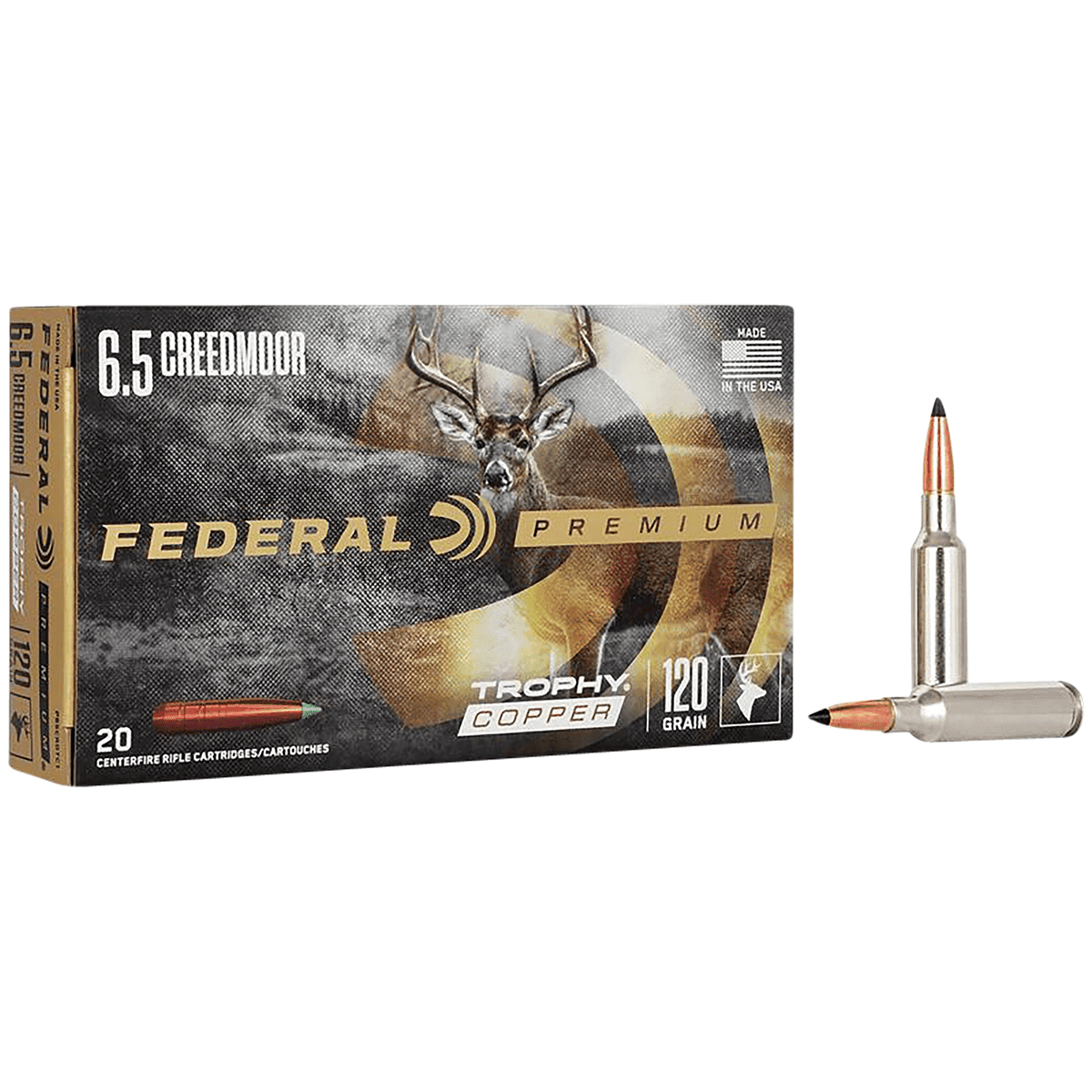 Federal P65CRDTC1 Premium 6.5 Creedmoor 120 gr Trophy Copper (TC) 20 Bx/ 10 Cs Federal P65CRDTC1 Premium 6.5 Creedmoor 120 gr Trophy Copper (TC) 20 Bx/ 10 Cs