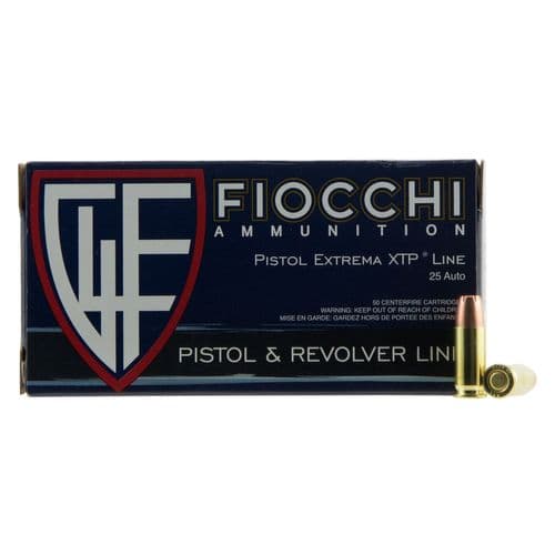 Fiocchi 25XTP Extrema 25 ACP 35 gr XTP Hollow Point 50 Bx/ 10 Cs Fiocchi 25XTP Extrema 25 ACP 35 gr XTP Hollow Point 50 Bx/ 10 Cs