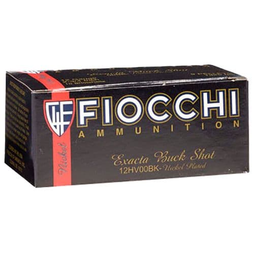 Fiocchi 12HV00BK Exacta Nickel Plated 12 Gauge 2.75" 9 Pellets 00 Buck Shot 10 Bx/ 25 Cs Fiocchi 12HV00BK Exacta Nickel Plated 12 Gauge 2.75" 9 Pellets 00 Buck Shot 10 Bx/ 25 Cs