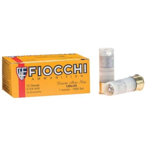 Fiocchi 12SLUG Aero High Velocity 12 Gauge 2.75" 1 oz Rifled Slug Shot 10 Bx/ 25 Cs Fiocchi 12SLUG Aero High Velocity 12 Gauge 2.75" 1 oz Rifled Slug Shot 10 Bx/ 25 Cs
