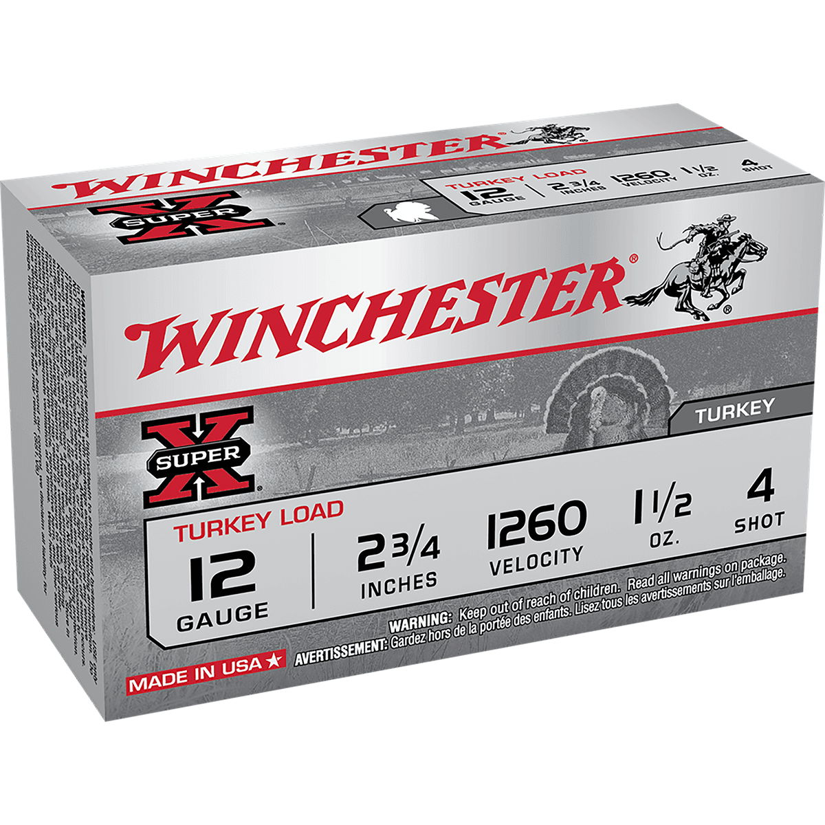Winchester Ammo X12MT4 Super X Turkey Load Copper Plated 12 Gauge 2.75" 1 1/2 oz 4 Shot 10 Bx/ 10 Cs Winchester Ammo X12MT4 Super X Turkey Load Copper Plated 12 Gauge 2.75" 1 1/2 oz 4 Shot 10 Bx/ 10 Cs