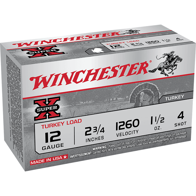Winchester Ammo X12MT4 Super X Turkey Load Copper Plated 12 Gauge 2.75" 1 1/2 oz 4 Shot 10 Bx/ 10 Cs Winchester Ammo X12MT4 Super X Turkey Load Copper Plated 12 Gauge 2.75" 1 1/2 oz 4 Shot 10 Bx/ 10 Cs