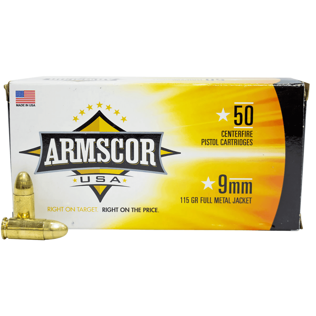 Armscor USA 9mm Luger Full Metal Jacket 115 grain, 50 Per Box - FAC92N Armscor USA 9mm Luger Full Metal Jacket 115 grain, 50 Per Box - FAC92N