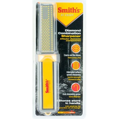 Smiths Products DCS4 Diamond Combination Sharpener Hand Held 4" Fine, Coarse Diamond Sharpener Rubber Handle Yellow Smiths Products DCS4 Diamond Combination Sharpener Hand Held 4" Fine, Coarse Diamond Sharpener Rubber Handle Yellow