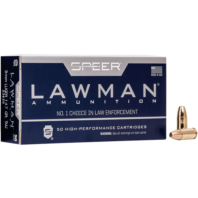 Speer Ammo 53620 Lawman 9mm Luger 147 gr Total Metal Jacket (TMJ) 50 Round Bx Speer Ammo 53620 Lawman 9mm Luger 147 gr Total Metal Jacket (TMJ) 50 Round Bx